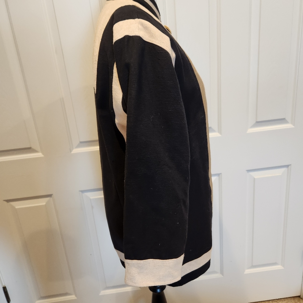Venus imports duck canvas hemp cotton  blend jacket black cream Unisex Oversized - Picture 10 of 11